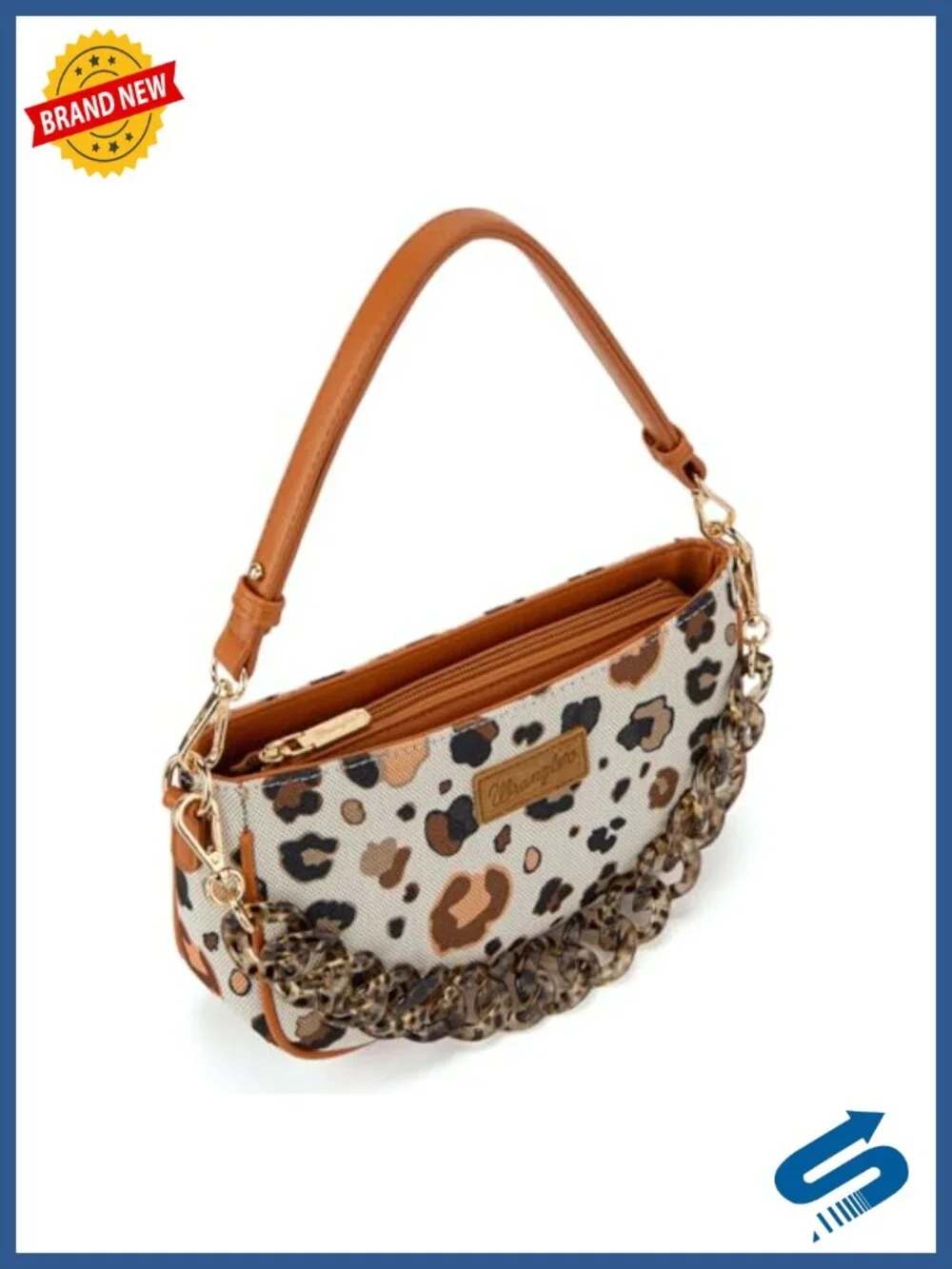 Canvas Hobo Bag with Removable Chain Strap - Leopard Print Purse